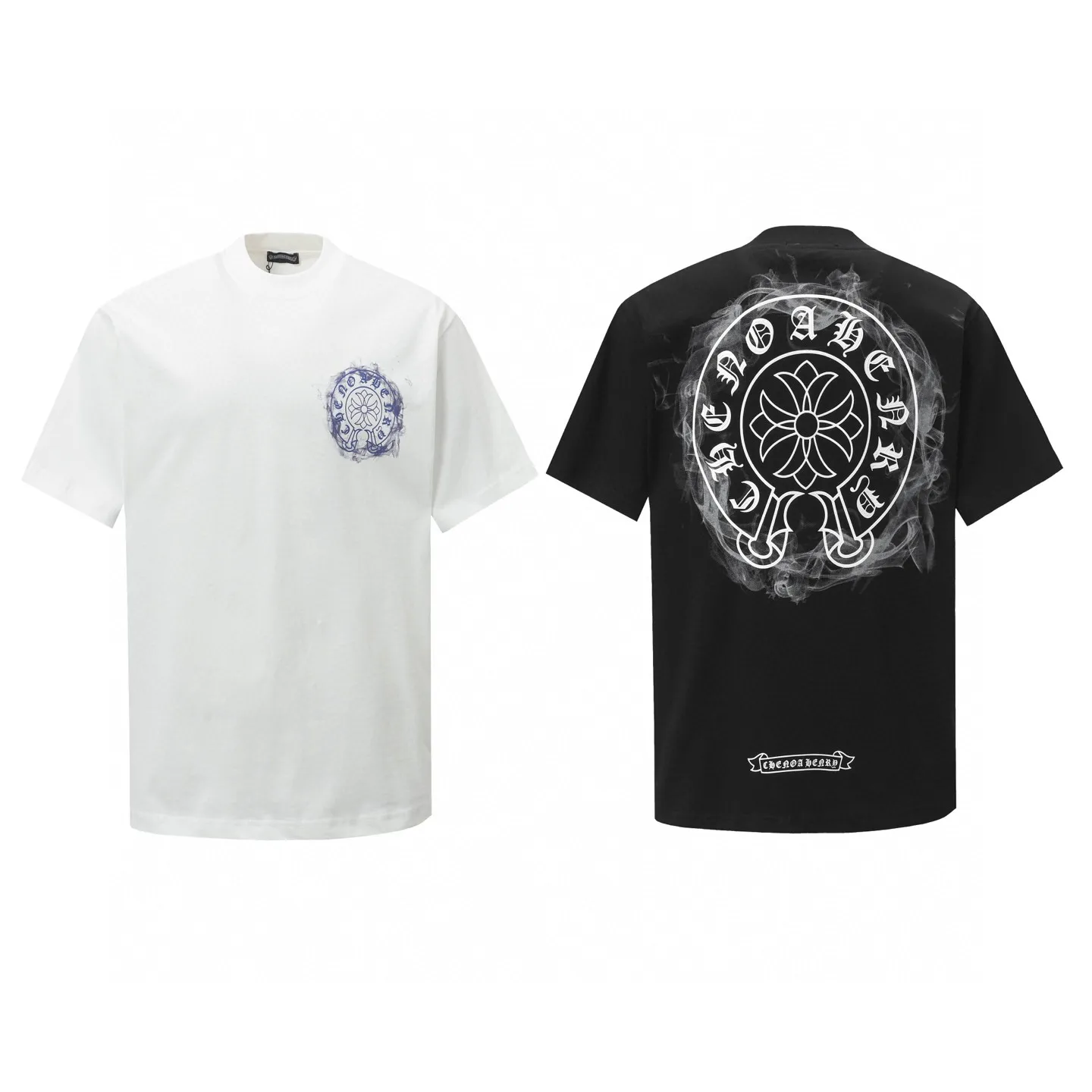 🅿️170 CH/Cro Heart 25ss front and back logo printed logo round neck short sleeves. Fabric: Made of 280g double yarn smooth fabric, high temperature pre-shrunk. The weight is up to 300g. It is equipped with 1x1 thread in the same cylinder. It is not easy to deform after repeated washing. Workmanship: positioning and cutting, oversize loose version, imported glue dot printing. Accessories: original supporting accessories. Color: black white Size: XS-L